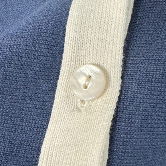 Wynne Layers XS Cardigan Blue White Button Front Sweater 100% Cotton Oversized - Picture 6 of 11